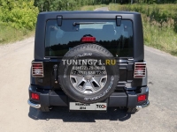 Накладки на задний бампер (зеркальные) (комплект 2 шт.)  Jeep Wrangler 3D (3,6) 2014